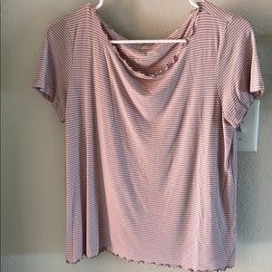 American Eagle Pink/White-Stripped Soft Sexy Tee